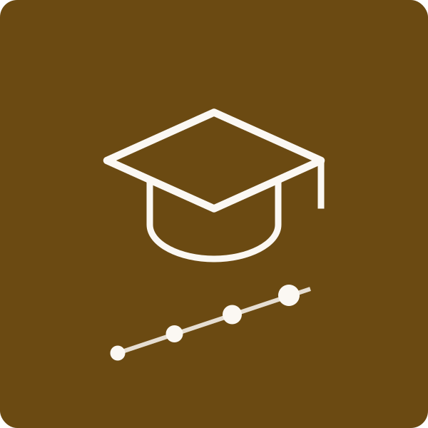 Graduation cap and ascending growth line, representing Next Gen Development